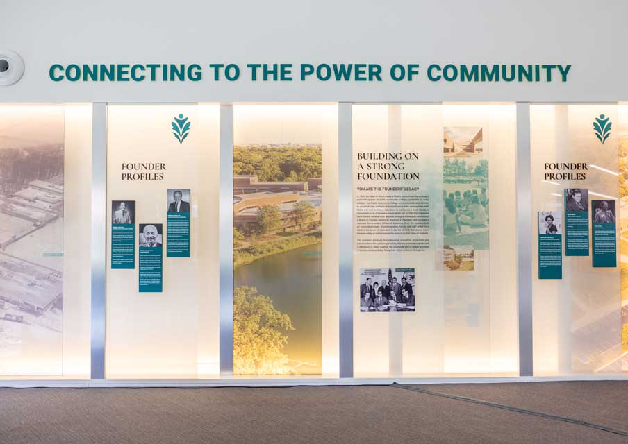 Appears to be the image of Oakton's Founders Wall.